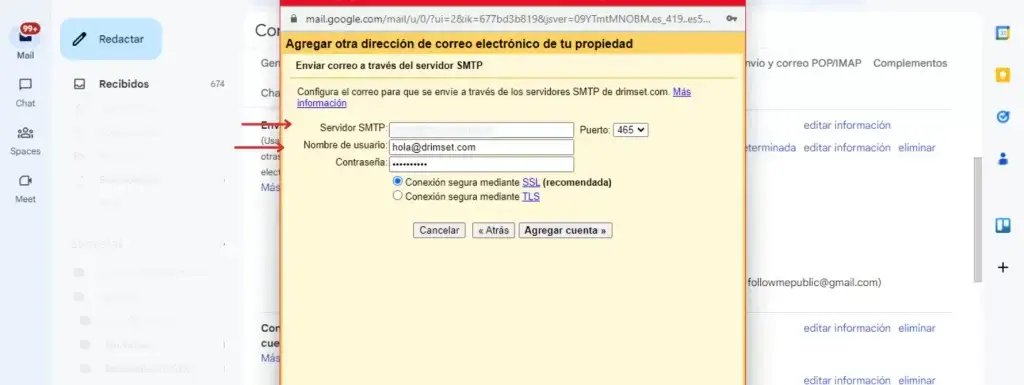 Configuración de Servidor para Envío de Correos en Gmail