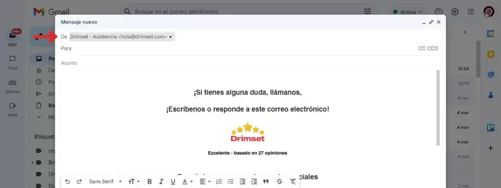 Preparado para Componer Correos Electrónicos desde Gmail